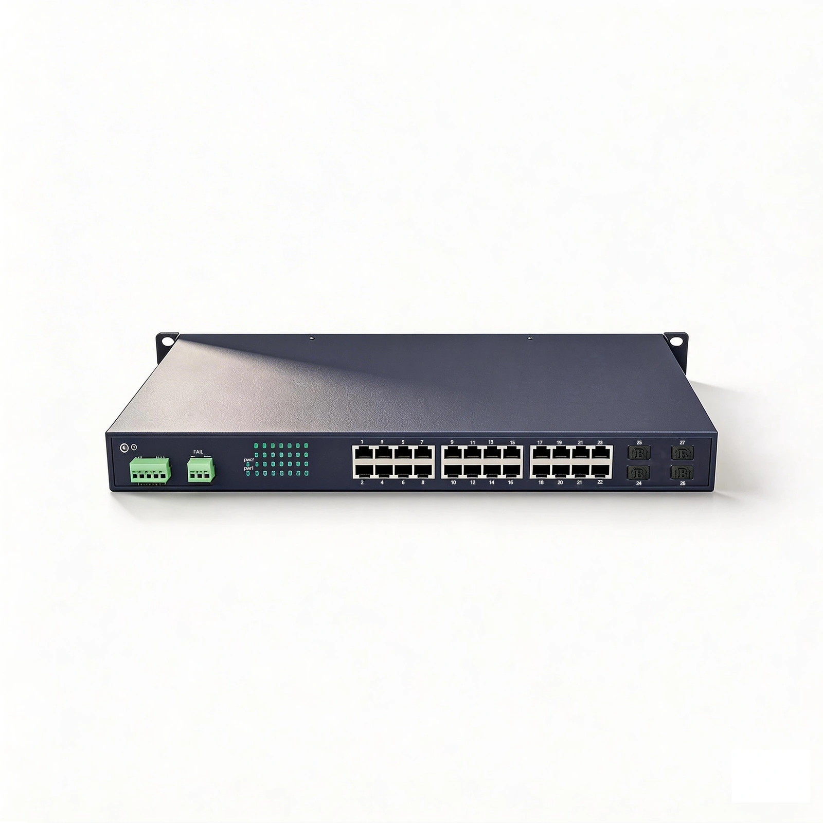 iSW-510-4FX24FT 4-port GbE fiber + 24-port FE rack industrial switch